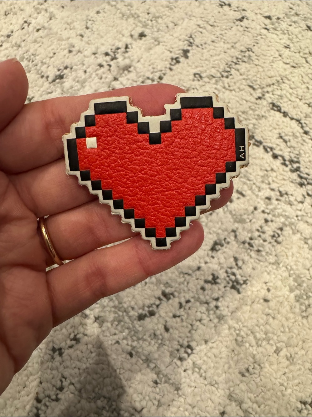 Anya Hindmarch Red Pixel Heart Leather Sticker - Women Accessories